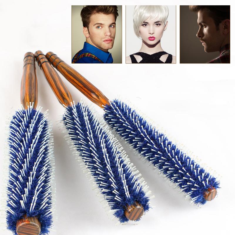 Anti Static Wood Natural Boar Bristle Hair Round Brush Hairdresser Styling Tool Teasing Brush For Hair Curly Comb Barber Salon