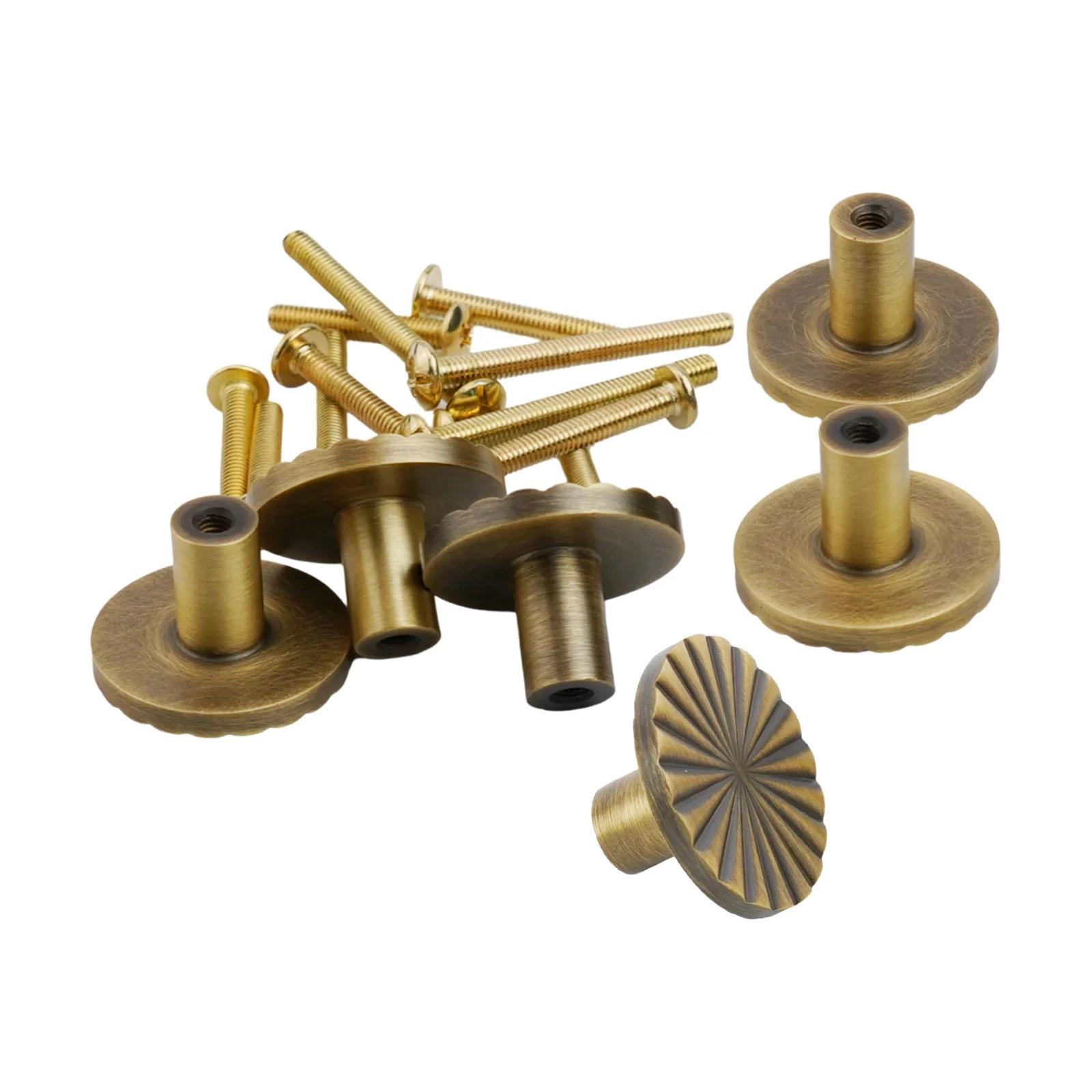 

Antique Brass Cabinet Handles with Round Flower Pattern for Cabinets Wardrobes Drawers and Closets Set of 6 Knobs China Mainland