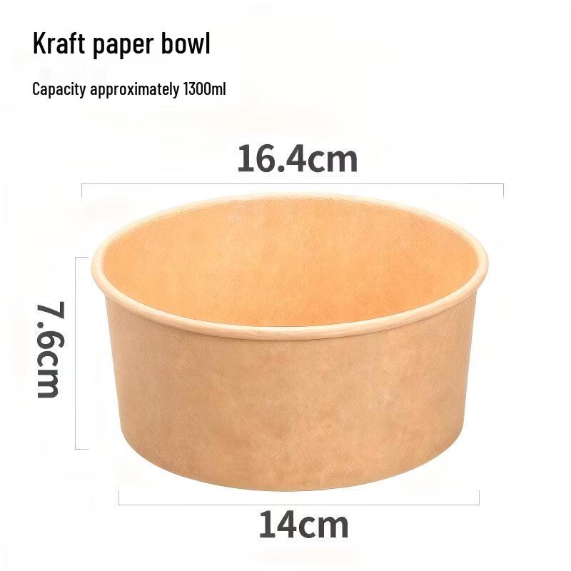 Chu Zhou 1300ml Disposable Kraft Paper Bowls with Lids, 100-Pack