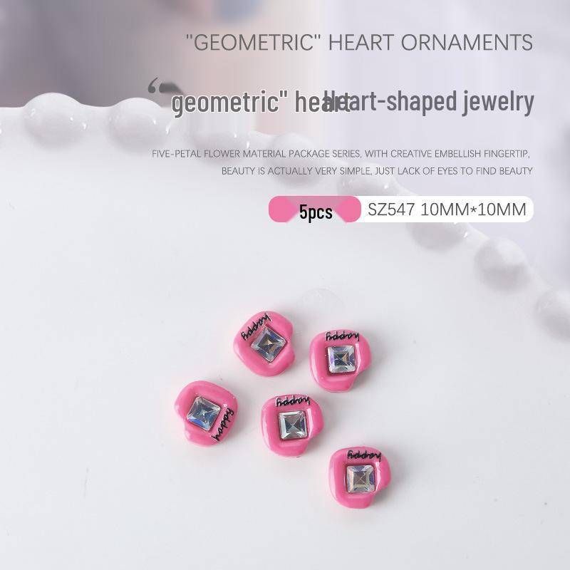 

Дофамин Геометрическое Сердце Стразы с Плоской Спинкой: Красочные украшения для ногтей 5 шт.