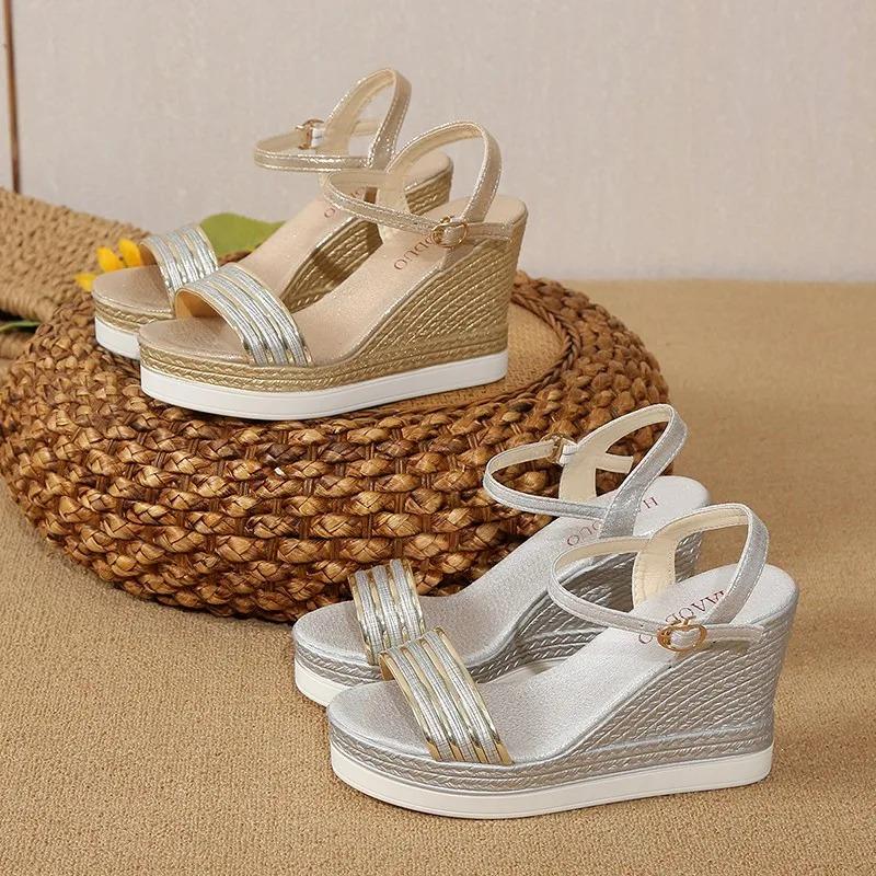 Mode 2025 Damen Sommer Schuhe Keilsandalen Sandalen Plateau Schuhe High Heels Designer Sandalen Bequem Übergröße