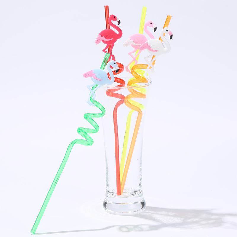 4PCS Flamingo Sipper Drink Straw PVC Soft Plastic Sipper Bar Birthday Party Restaurant Art Sipper
