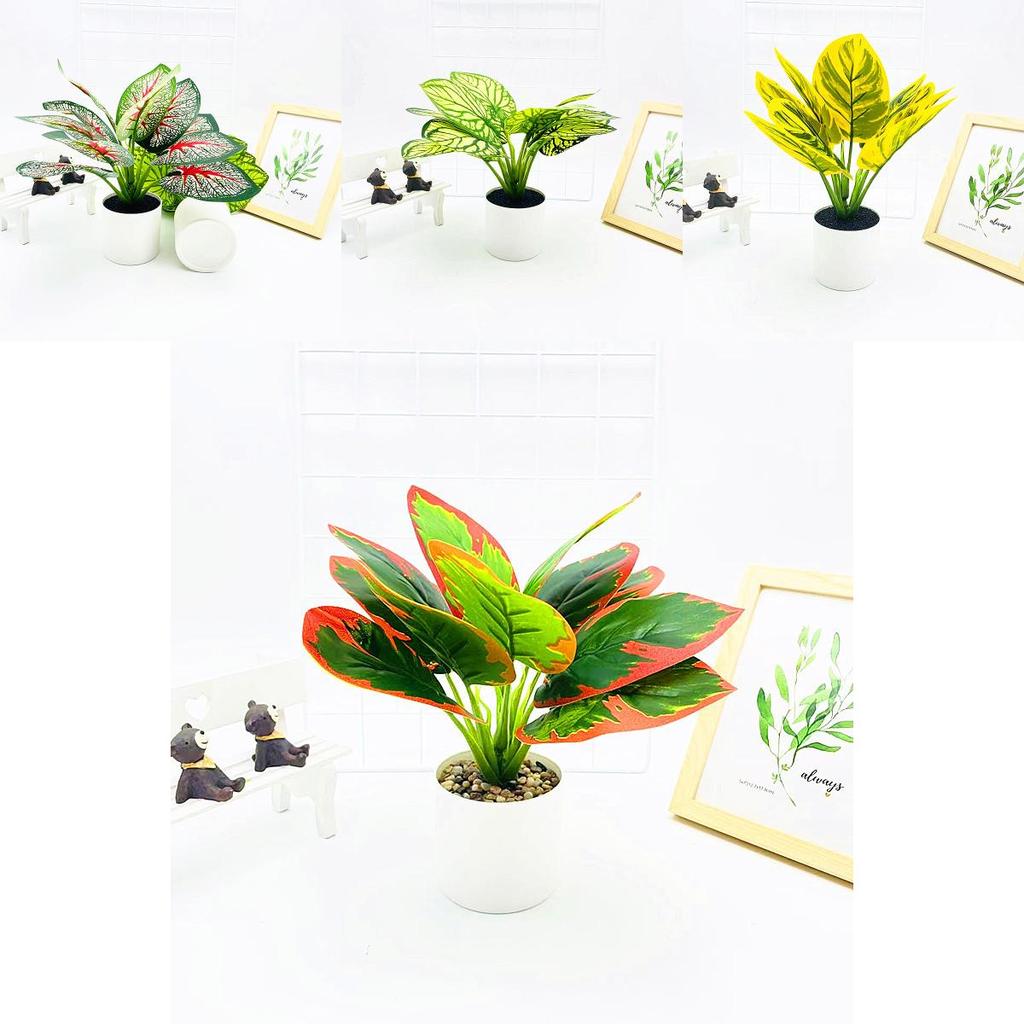 Simulated Epipremnum Aureum And Dasheen Leaves Potted For Home And Events