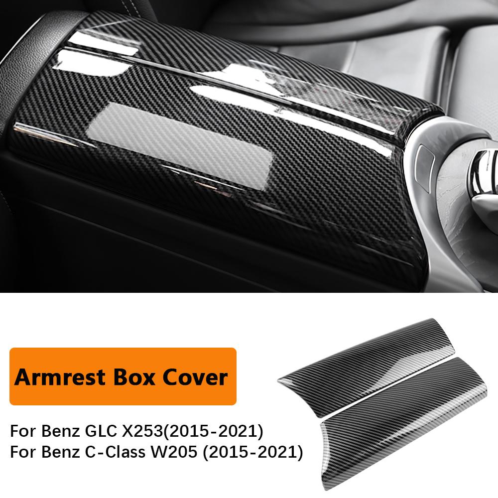 Carbon Fiber Armrest Box Protective Pad For Mercedes-Benz W205 W177 15-25 Central Console Cushion Cover Stickers Car Accessories