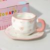 Creative Cute Flower Ceramic Coffee Mug Simple Couple Mug Exquisite Afternoon Tea Dessert Cup Office Mug Birthday Gift Art Decor