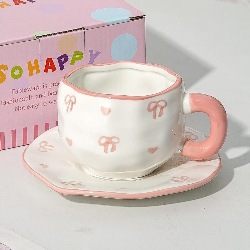 Creative Cute Flower Ceramic Coffee Mug Simple Couple Mug Exquisite Afternoon Tea Dessert Cup Office Mug Birthday Gift Art Decor