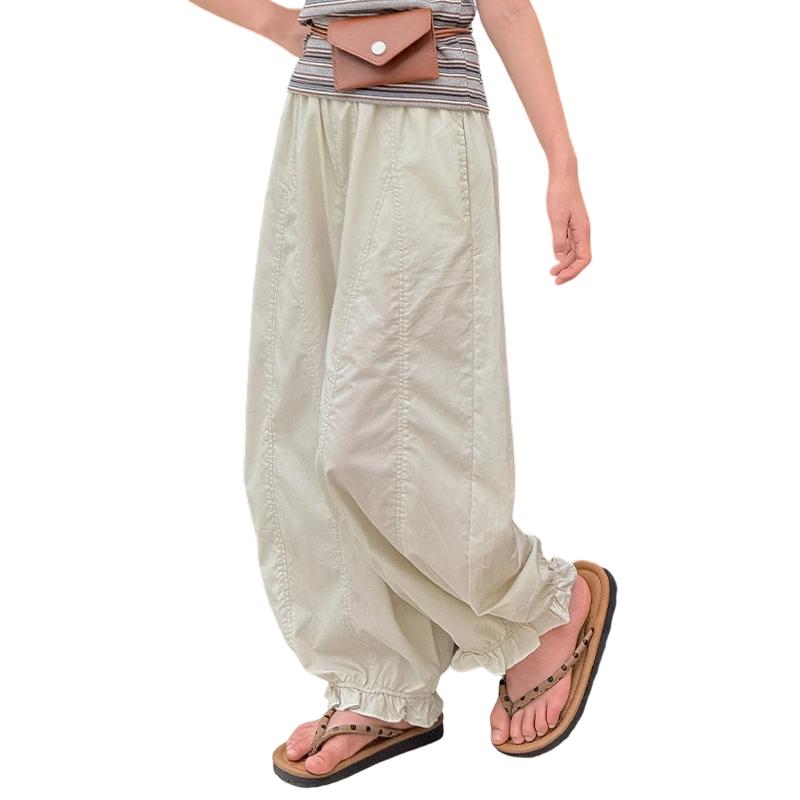 Girls  Summer Fashion Wide-Leg Cargo Pants 140