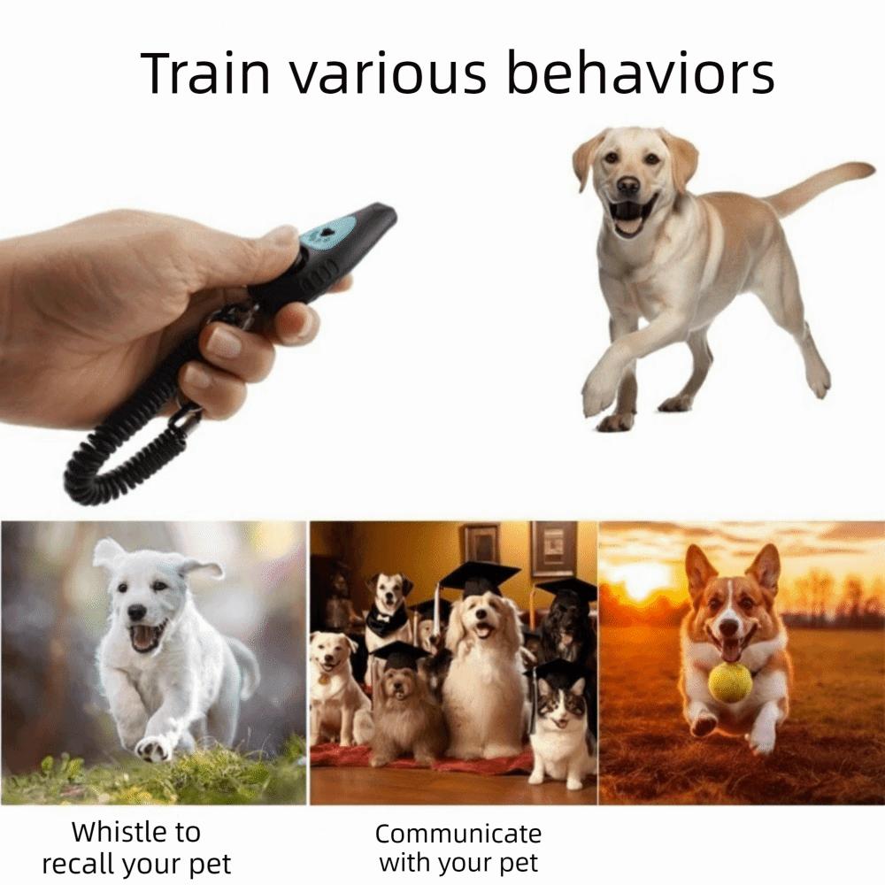 2 in 1 Pet Training Clicker Portable Professional Pet Sound Trainer Adjustable Wrist Strap Whistle Clicker for Cats and Dogs