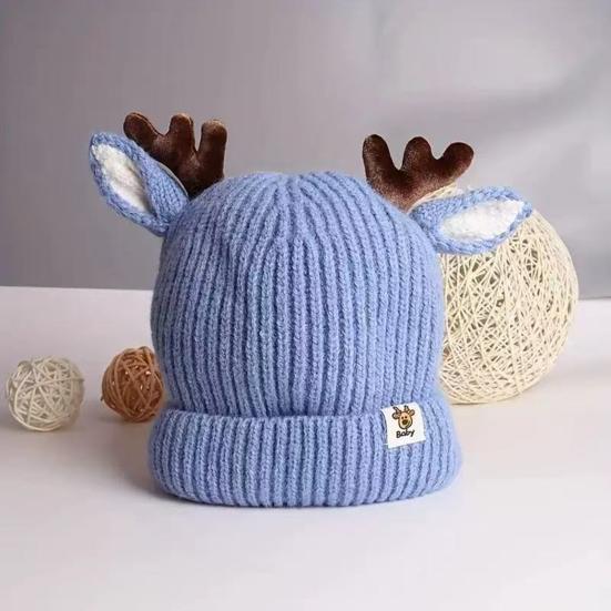 Reindeer Antler Baby Hat Soft Warm Knitted Winter Hat Perfect Fit Elastic Design Festive Christmas Toddler Cap