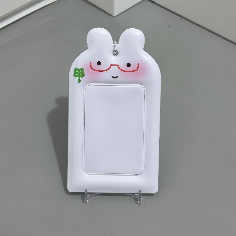 Kawaii Kanin PVC Fotoram för 3 tums Kpop Idol Kort Hållare Polaroid Fotokort Fickor ID-kort Skyddsfodral Väska Hänge