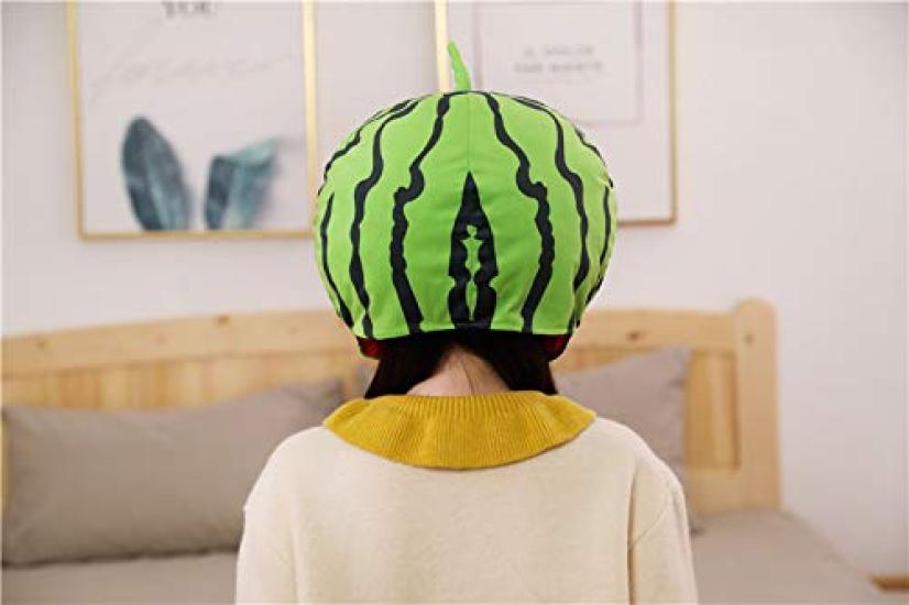 [Bestmaple] Casquette Tomate Peluche Coiffe Chapeau Pastèque (Pastèque)