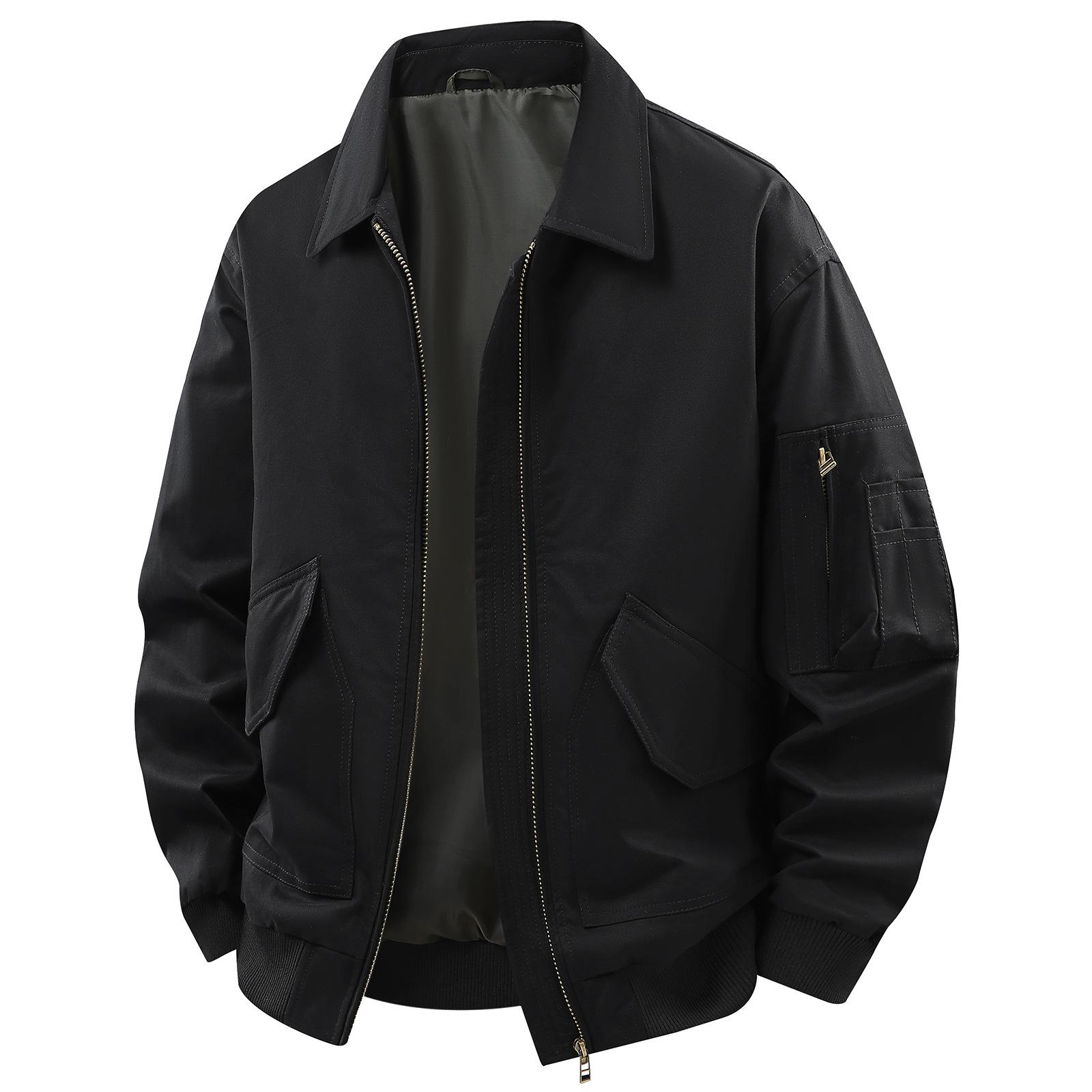 

New Spring and Autumn Casual Loose Bomber Jacket Men s Lapel Retro Jacket Cotton Work Jacket 3XL