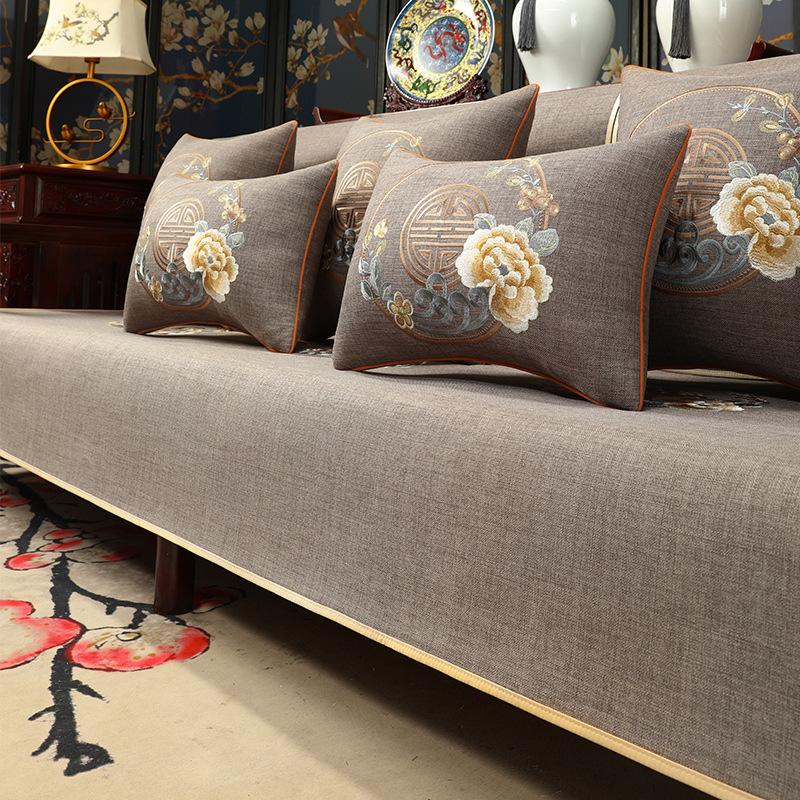 Mahogany Furniture Sofa Cushion, Seat Cushion Cover, Embroidered Backrest Towel, High-Grade Non-Slip Cover Brohan Bed Cushion Cover