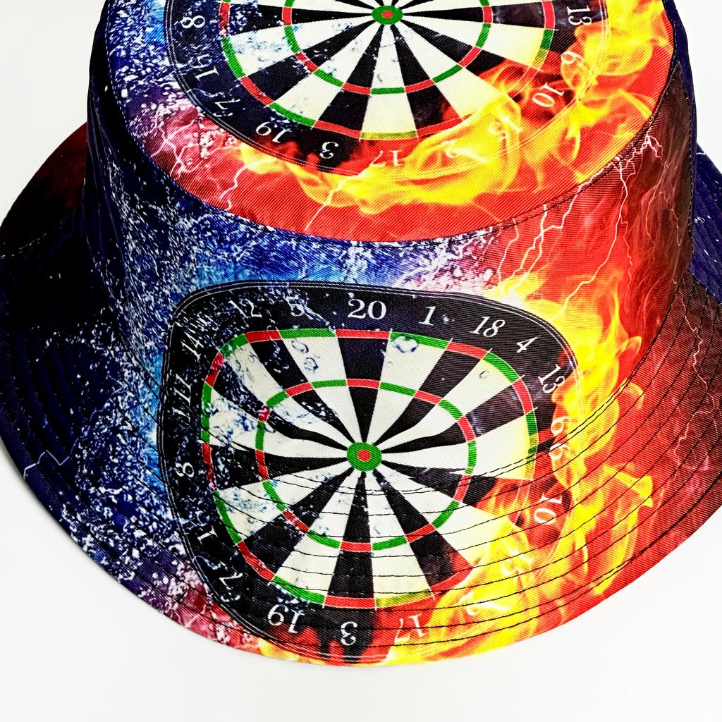 1Pc New Bar Dartboard Pattern Printed Bucket Hat Fun Gift Personalized Hip Hop Rock Street Double-sided Can Wear Pot Hat