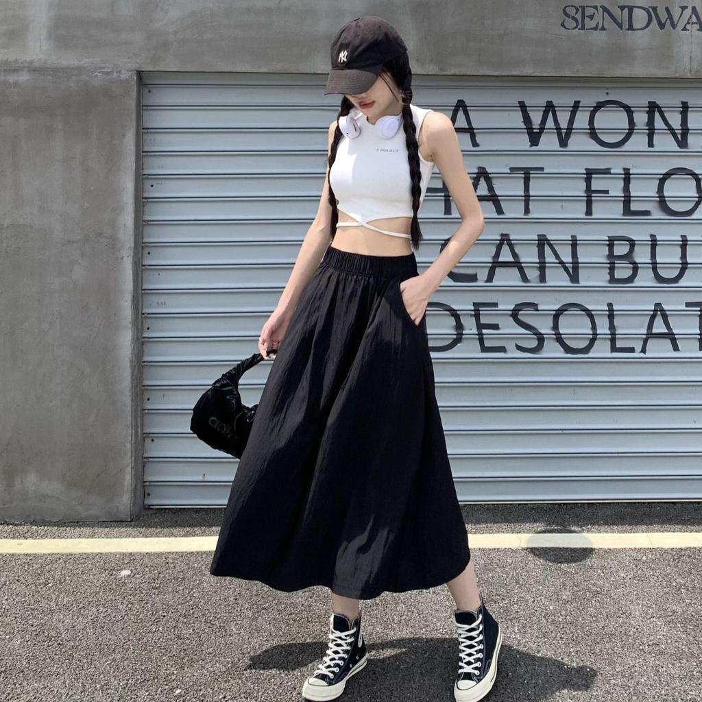 Women's Retro Pleated Mid-Length Skirt - Summer/Autumn Yamamoto Style