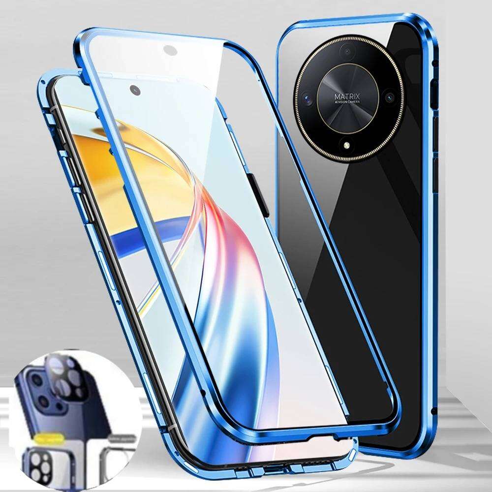 Magnetic Case for Huawei Honor X9d X9c X9b X9a 5G with Metal Frame Double Sided Tempered-Glass Full Lens Protection Cover Phone Bumpers
