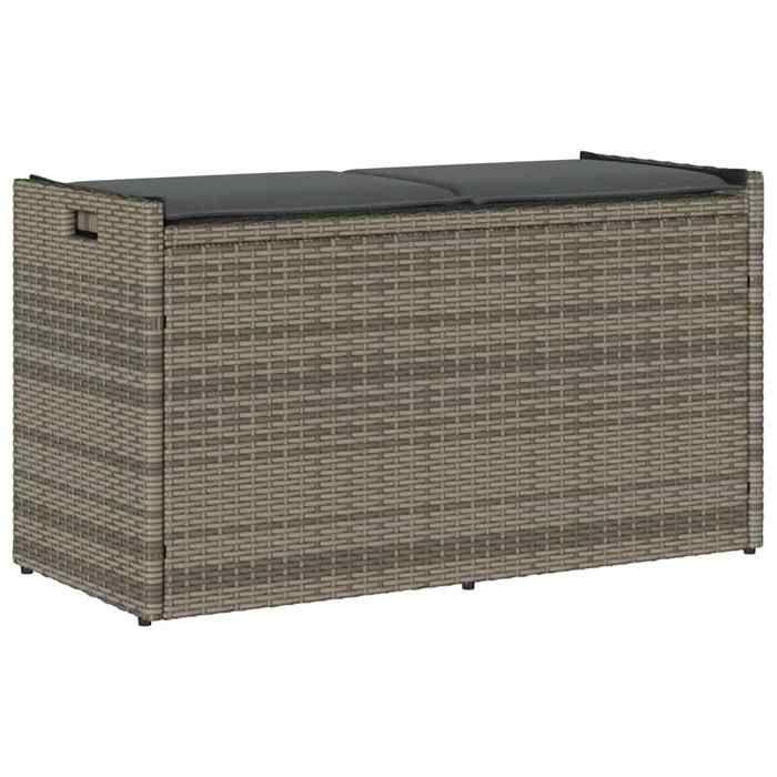 VidaXL Outdoor Storage Bench Cushion Grey 100 Cm Wicker, Garden Storage Bench, Storage Bench 4104062