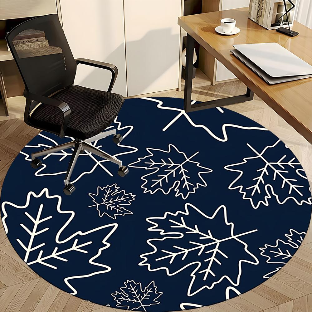 1pc Autumn Leaves Office Round Area Rug, Indoor Mat Suitable ForOffice, Under Office Chairs Bedroom Living Room Home Decor, Room Decot055