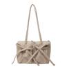 Nova bolsa tote com laço, senso de alta qualidade, bolsa de ombro de grande capacidade, bolsa axilar feminina simples de cor sólida para o dia a dia