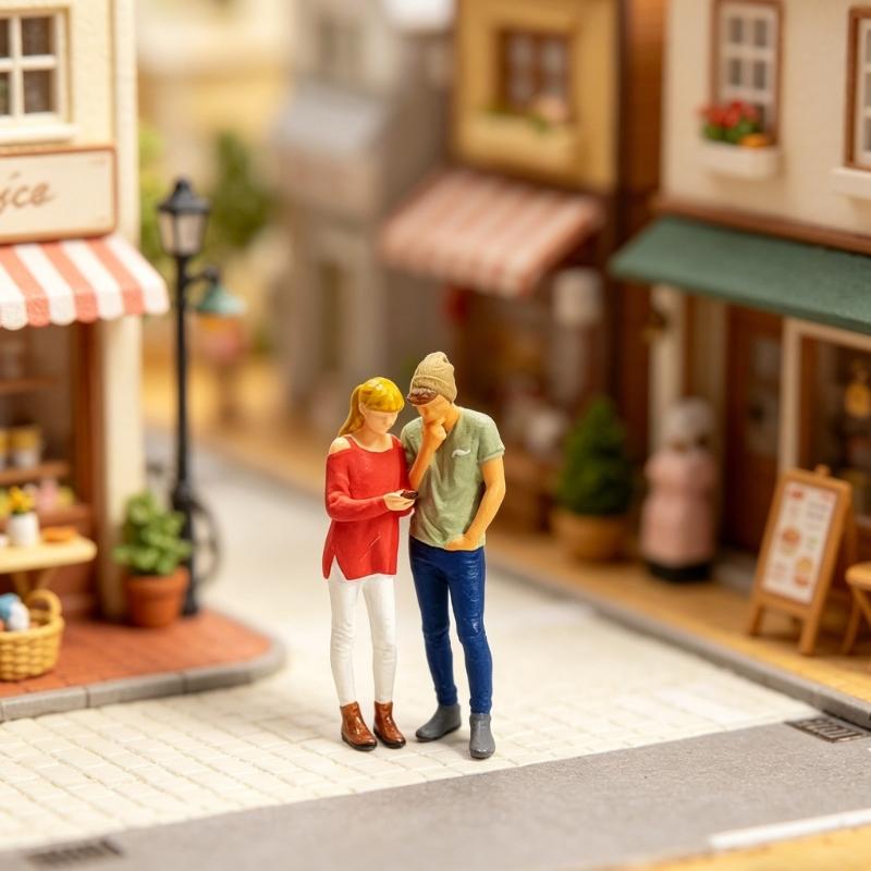 1/64 Scale Resin Miniature Couple Figure For Realistic Model Train Architectural Scene Decors And Collectible Display