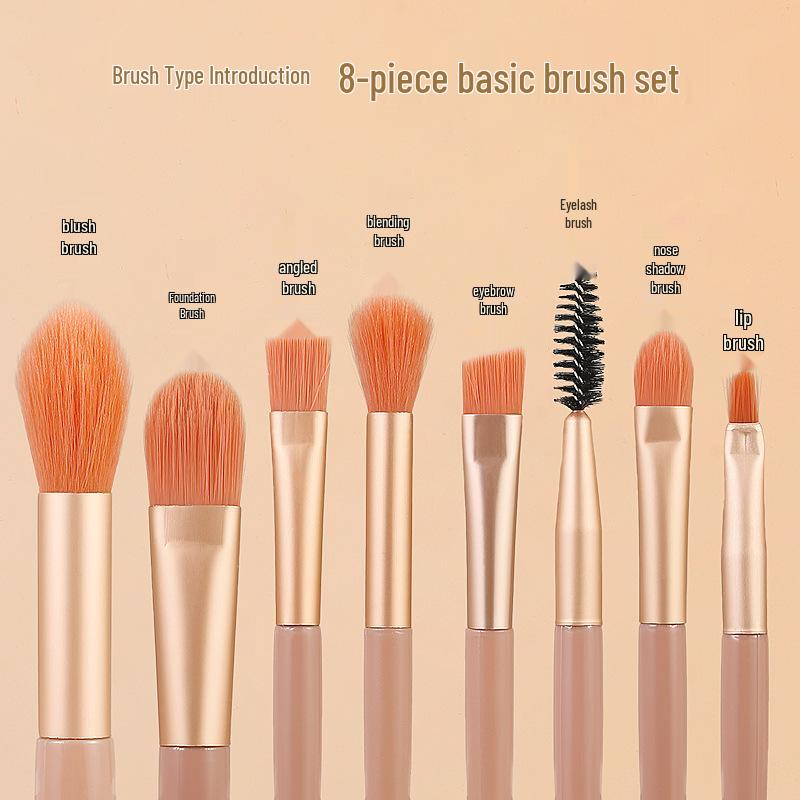 8-Piece Soft Bristle Makeup Brush Set: Eyeshadow, Setting Powder, Blush, Beauty Tools