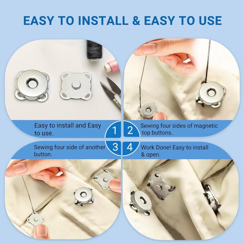 30 Sets Magnetischer Druckknopf 18mm Magnetischer Knopf für Kleidung Taschen Geldbörsen Aufnähen von Magnetischen Druckknöpfen für Stoff DIY Basteln(Silber,Gun Color,Helles Gold)