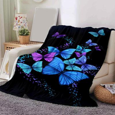 1pc Butterfly Printing Lightweight Flannel Blanket, Comfortable and Warm Blanket, for Camping Sofa Bed and Couch Office, In All Seasons