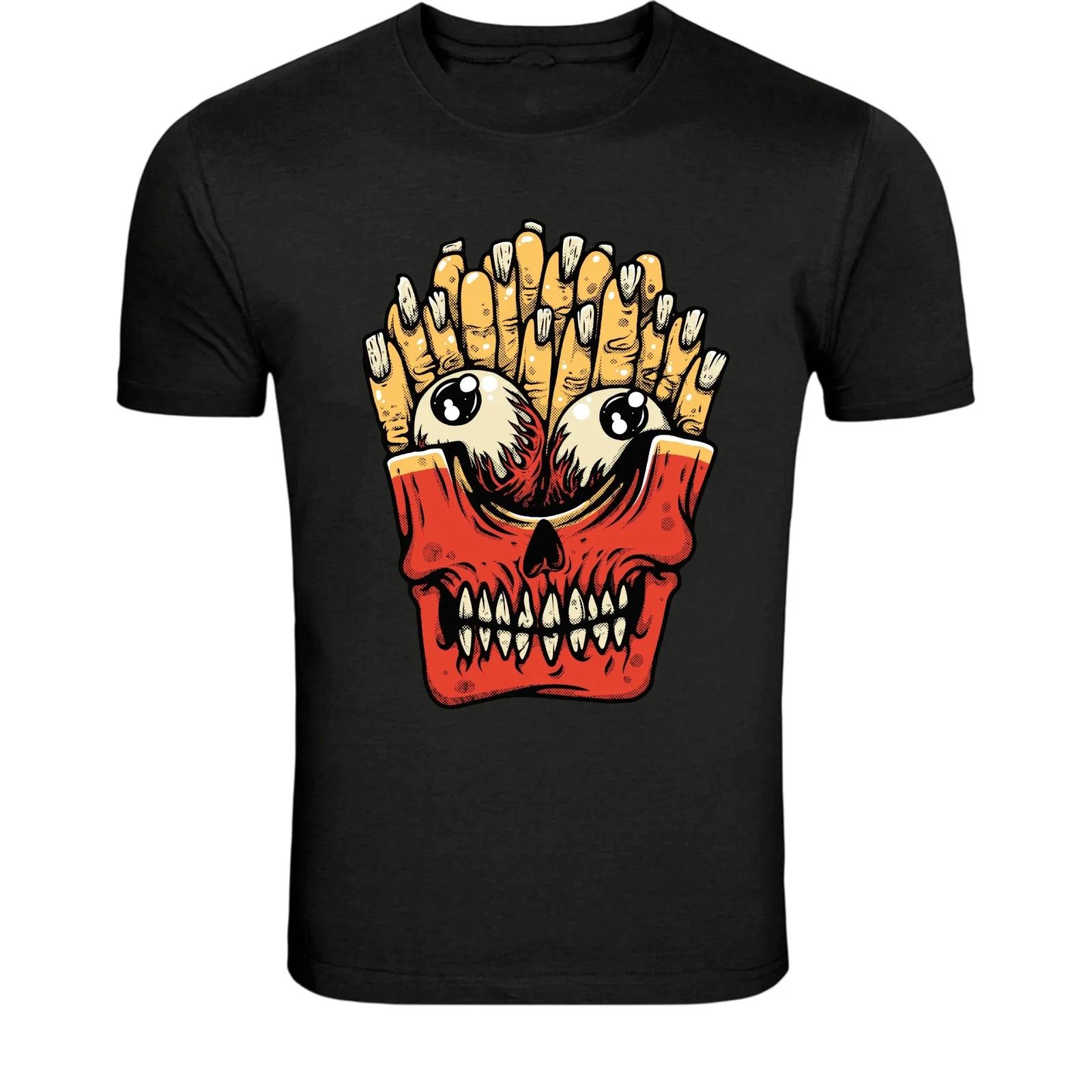 Creepy Eyeball Finger Skull T-Shirt - Horror Monster Skull Graphic S