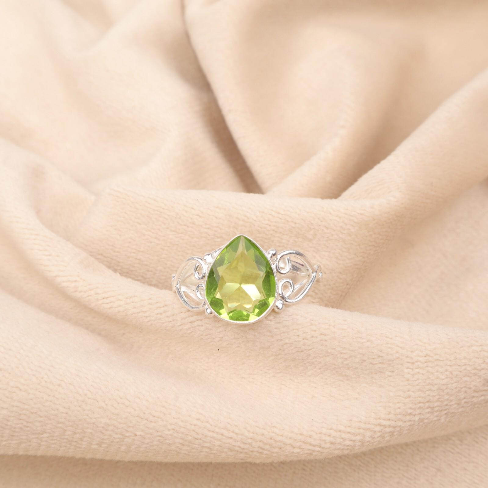 

Натуральный Перидот Драгоценный Камень 925 Стерлинговое Серебро Ювелирные Изделия Кольцо Ручной Работы Подарок для Мамы RR-46-14 13