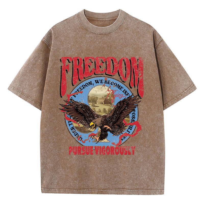 

Уличные женские футболки с вареным эффектом, футболки с принтом «Свобода, преследуй энергично», удобные хлопковые футболки оверсайз, летняя одежда XL