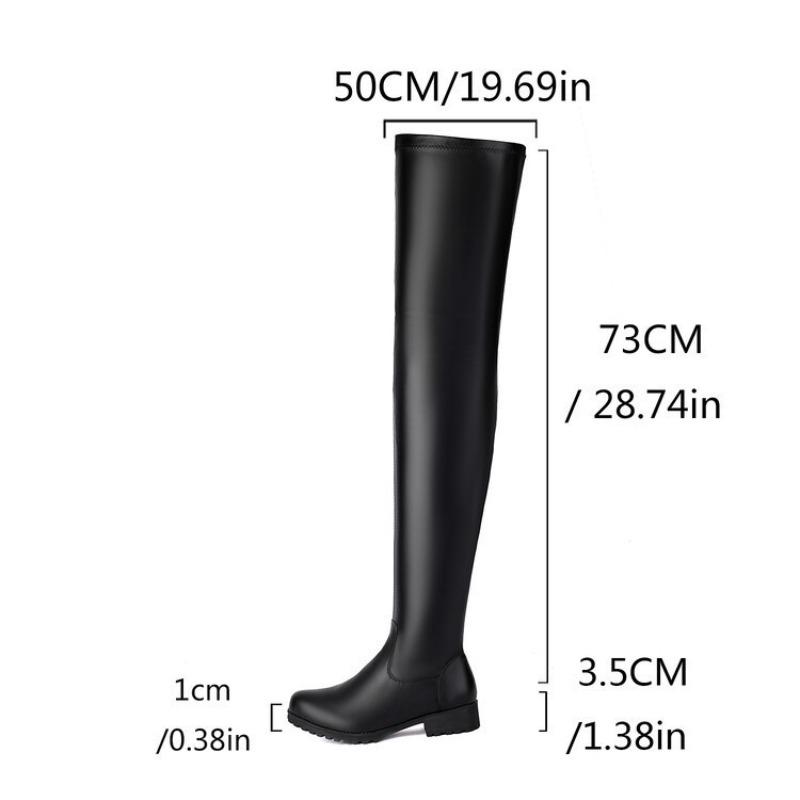 Autumn and Winter New Style Fashion Thick Heeled Women's Knee High Boots Simplicity Long Boots High 3cm Plus Size 35-48