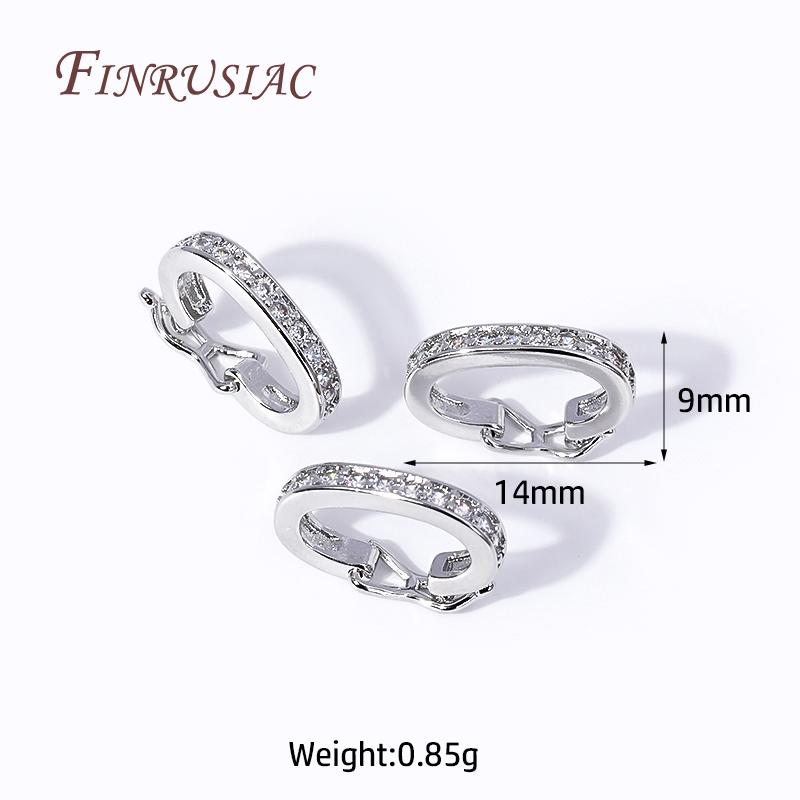 18K Gold Plated Brass With Zircon Oval Shape Shortner Clasp Pearl Necklace Beads Clasps DIY Jewelry Accessories 2 Pieces