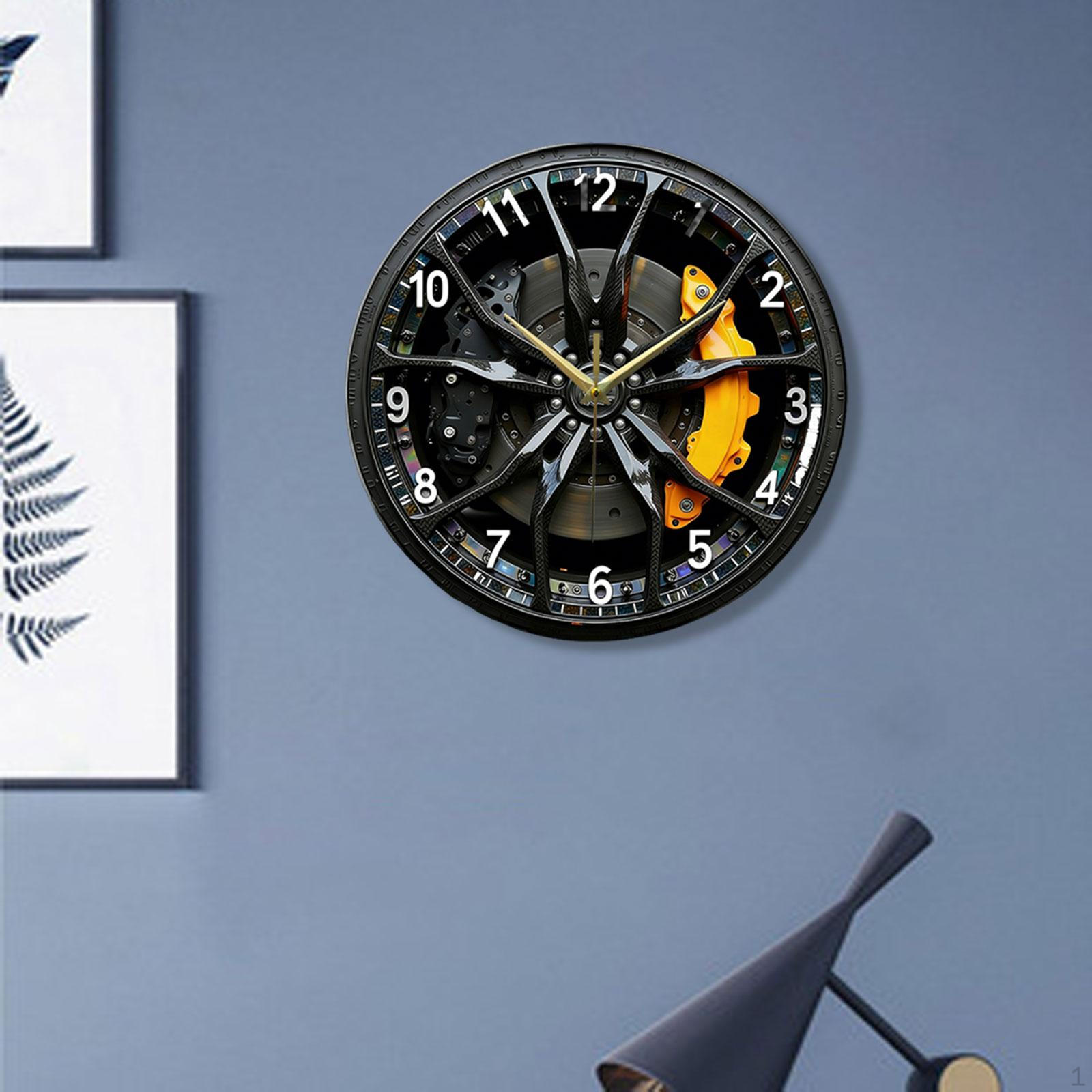 

2D Car Wheel Hub Wall Clock Decoration for Classroom Bar