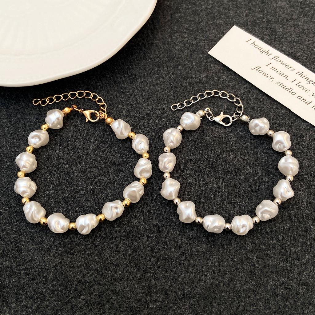 Baroque Shaped Imitation Pearl Bracelet New Special Fashionable Luxurious High-End Elegant Bead Bracelet Women's Party Jewelry