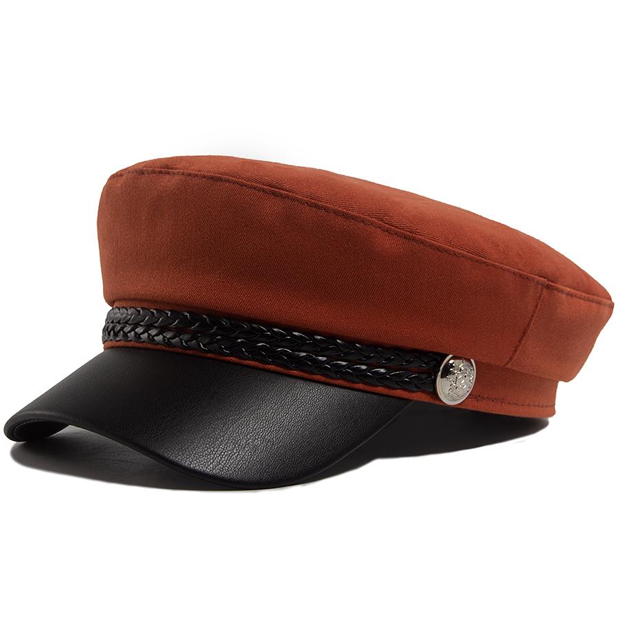 Damen Schiebermütze PU Leder Schirm Baskenmütze Weicher Stoff Herbst Sommer Schirmmütze Für Damen Luxus Mode Zeitungsjungenmützen Damen Mädchen