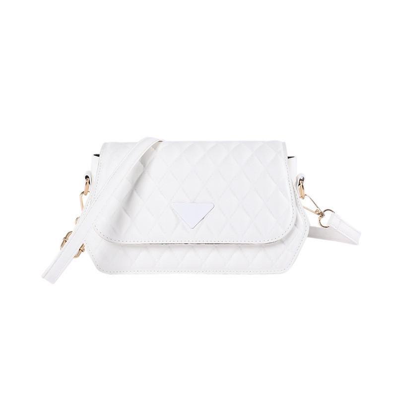 Модная стеганая сумка через плечо из ПУ 2023 Стильная корейская ретро-квадратная сумка для женщин белый