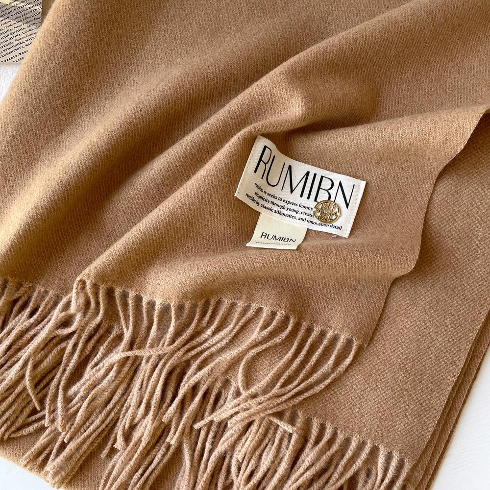 Solid color imitation cashmere scarf women's metal standard shawl women's high-grade relaxation camel-colored warm scarf