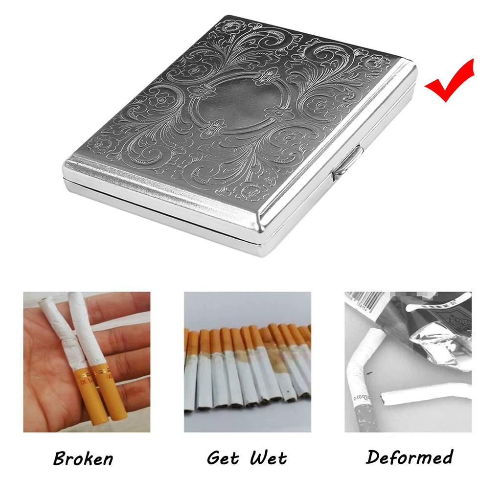 Metal Cigarette Case Portable Moisture-proof and Pressure-proof 20 Capacity Storage Box for Men & Women Gift Smoking Accessories