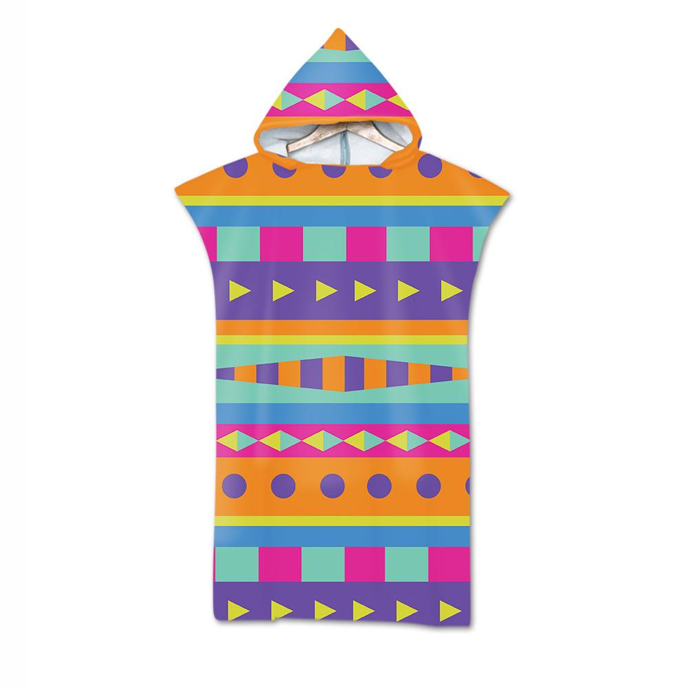 Adult Bath Towel Beach Towel Cape Geometric Print Hooded Bath Towel