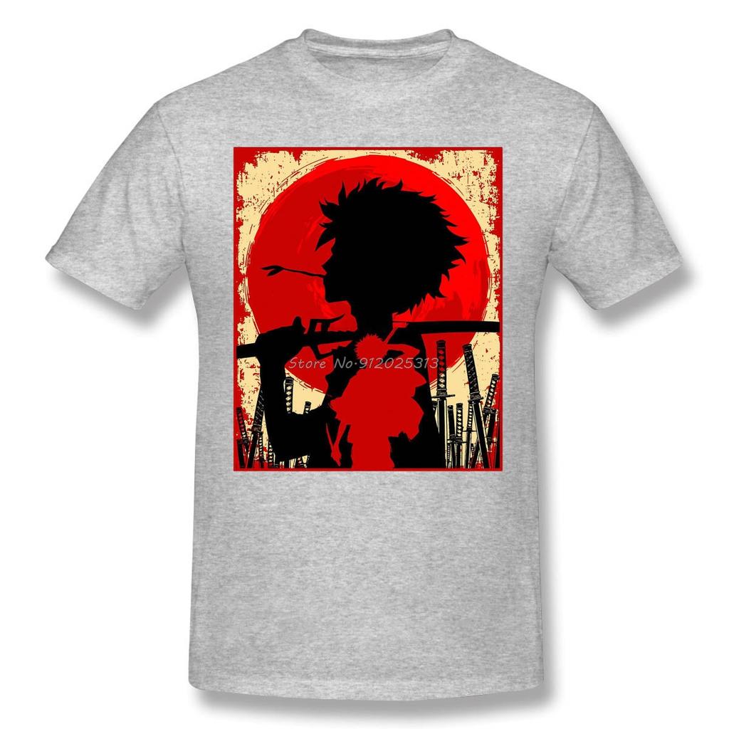 High Quality Unisex Samurai Champloo Funny Anime Unisexga Black Tshirt Samurai Sunset Mugen Pure Cotton Tees Harajuku Daily Life