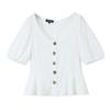 Fashion Style 2024 Summer New Arrival Women's Clothing Stylish Easiest for Match Slim Looking Short Sleeve V-neck Puff Sleeve Short Tops