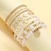 5/8pcs Set Of Girls Lovely Creative Pentagram Daisy String Handmade Bracelet Watch Set