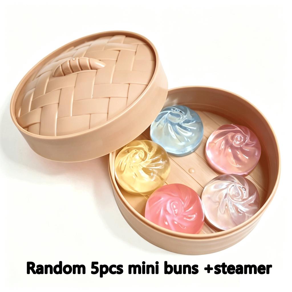 Gedämpftes Brötchen Quetschspielzeug Simulation Bao Stressabbau Fidget Toy mit Dampfgarer Glitzer Weich Knetbar Sensorisches Dekompressionszubehör