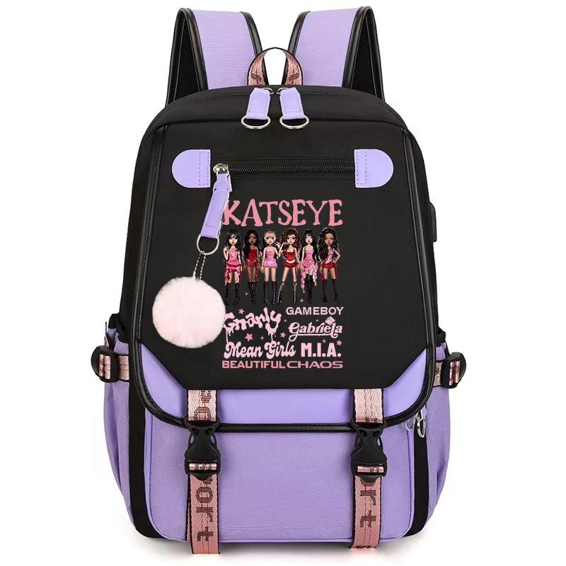 Katseye K-Pop Girl Group Print School Backpack for Students Daily Commute 1216-2, Lightweight Water-Resistant Large Capacity Bookbag