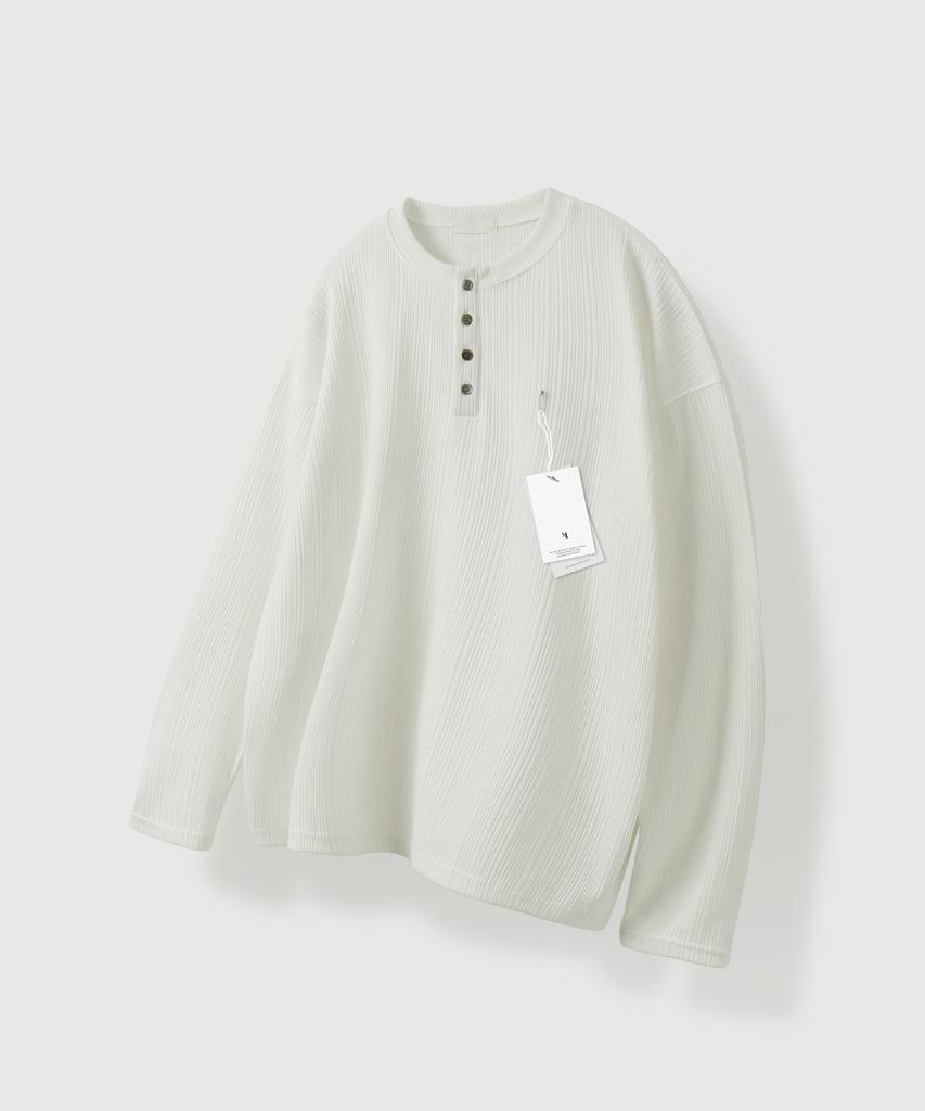 MOOD INSIDE Sov Kavaring Henley Neck Long Sleeve_Ivory