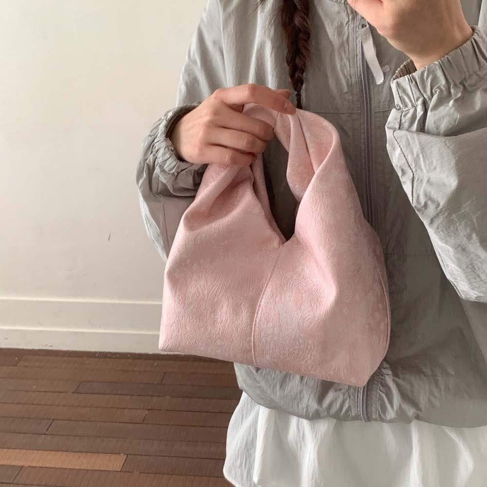 Spring Embroidered Chinese Style Handbag Polyester Zipper Pea Purses Luxury Adjustable Cheongsam Wrist Bag Women