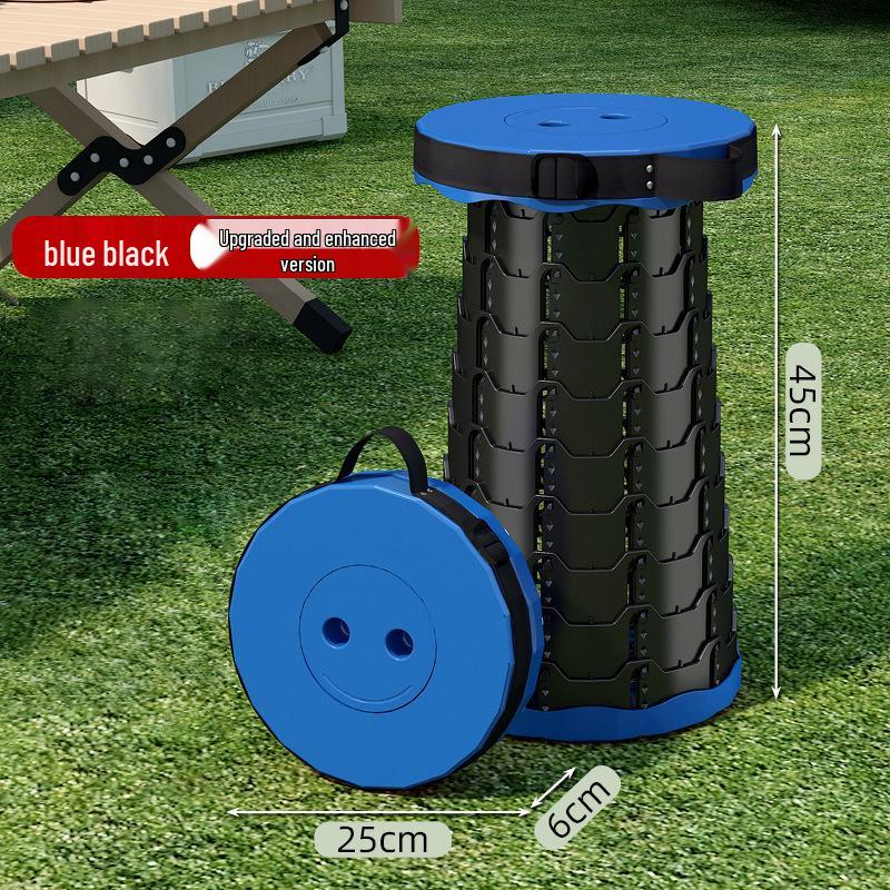 Rainbow Retractable Portable Camping Stool - Round, Plastic Folding Design.