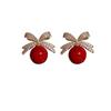 Exquisite Rhinestone Bow Pearl Earrings For Women Creative Irregular Geometric Stud Earrings Luxury Casual Wedding Jewelry Gifts