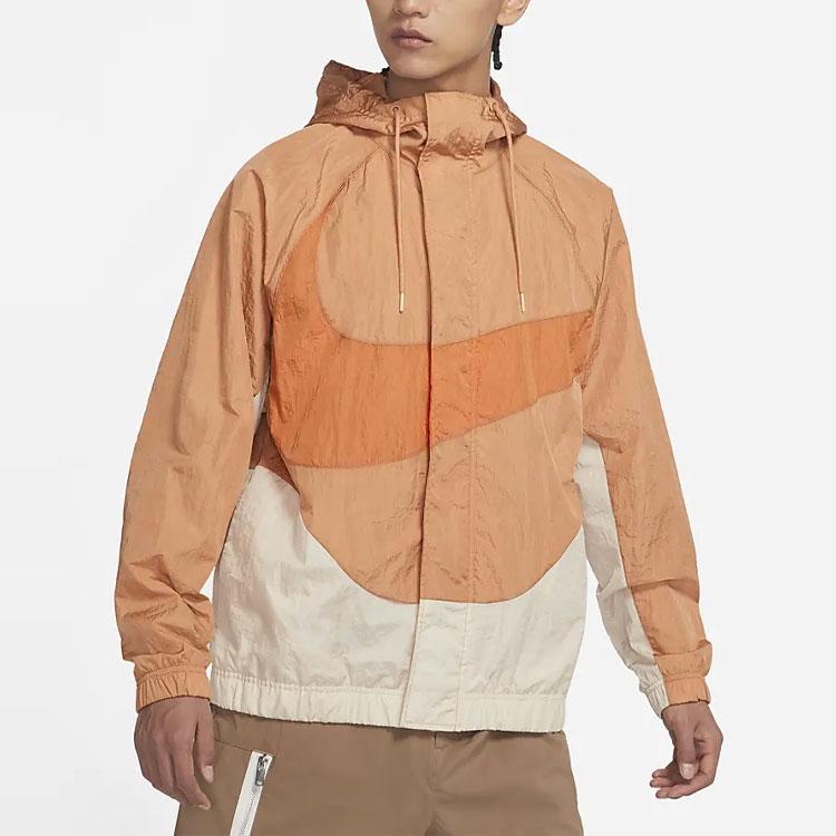 Nike Sportswear Swoosh Color-Block Logo Hooded Woven Jacket Men Outerwear Orange DD5968-212