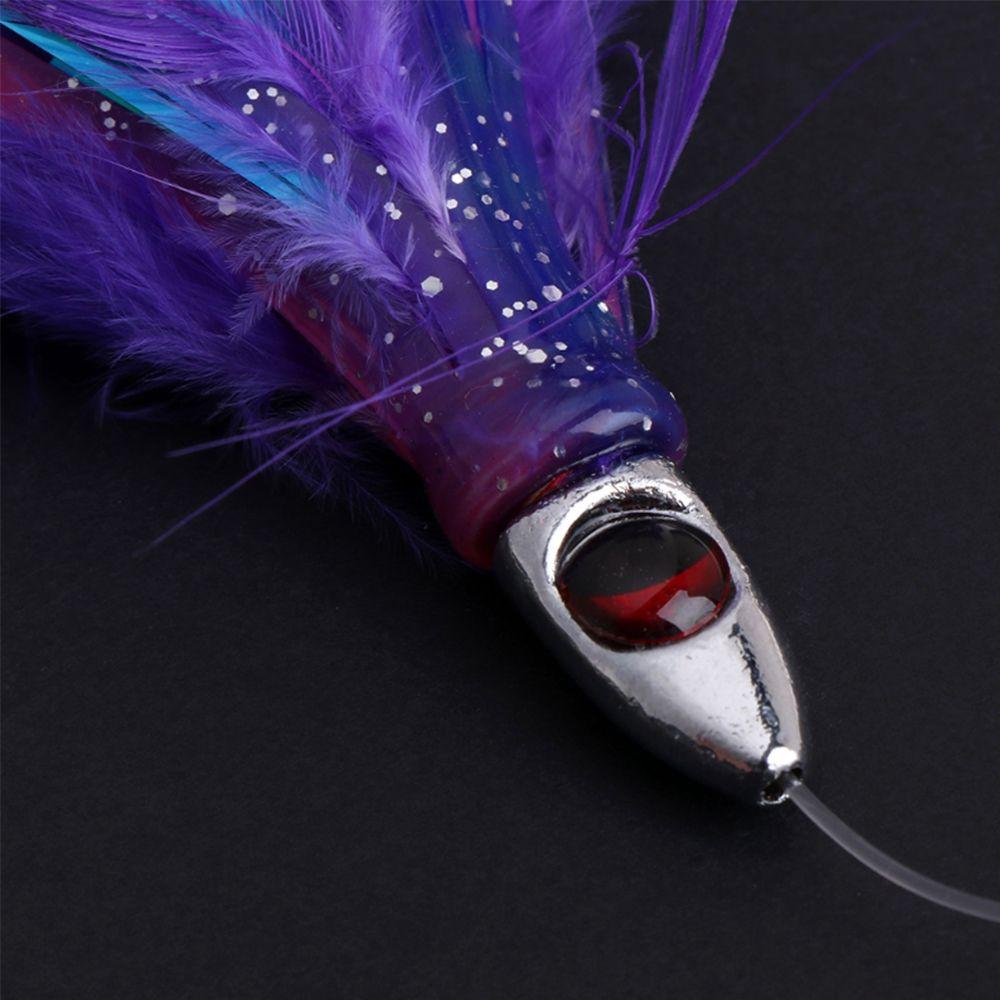 Fishing Tackle Tied Up Saltwater Octopus Bait Long Tail Squid Skirt Feather Lure String Hook